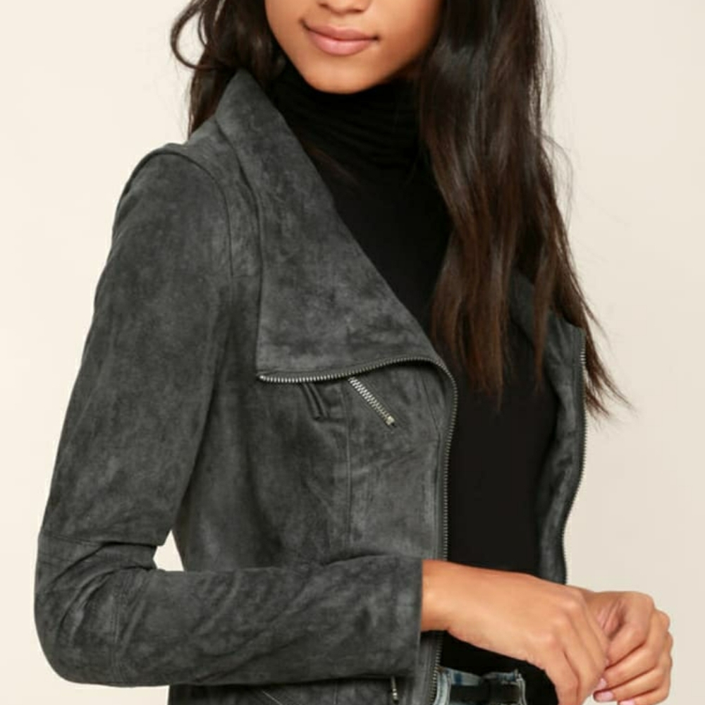 Dark gray Solemio moto jacket.